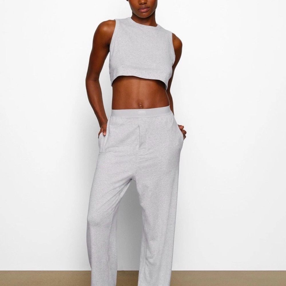 SKIMS Boyfriend Loose Fit Pants New Size X Small Light Heather Grey